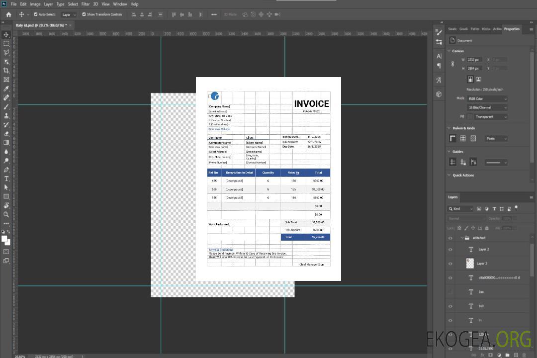 Modèle de facture d'entrepreneur indépendant template
